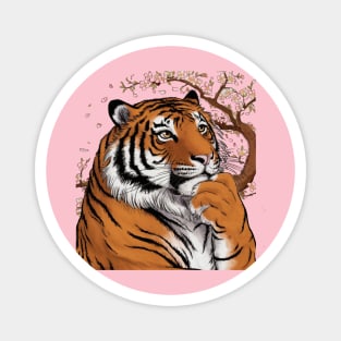 Wistful Tiger Japanese Art Print Magnet